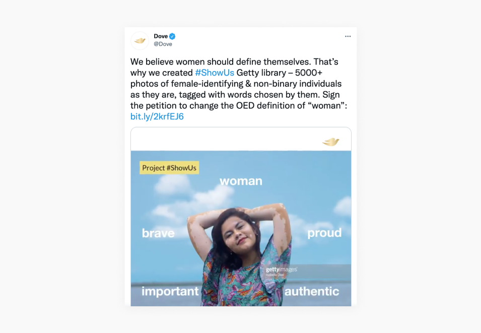 During the #showyourself campaign, Dove asked women to post a picture showing their perception of women. This campaign generated a lot of user-generated content.